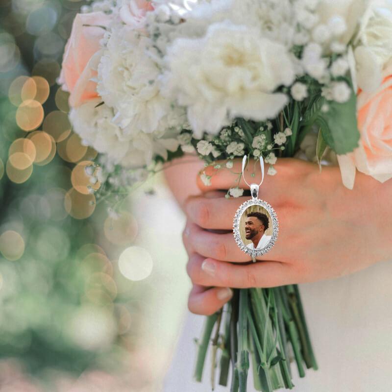 Locket with Picture Inside as a Wedding Bouquet Charm Keepsake. Made with love in Sligo Ireland.