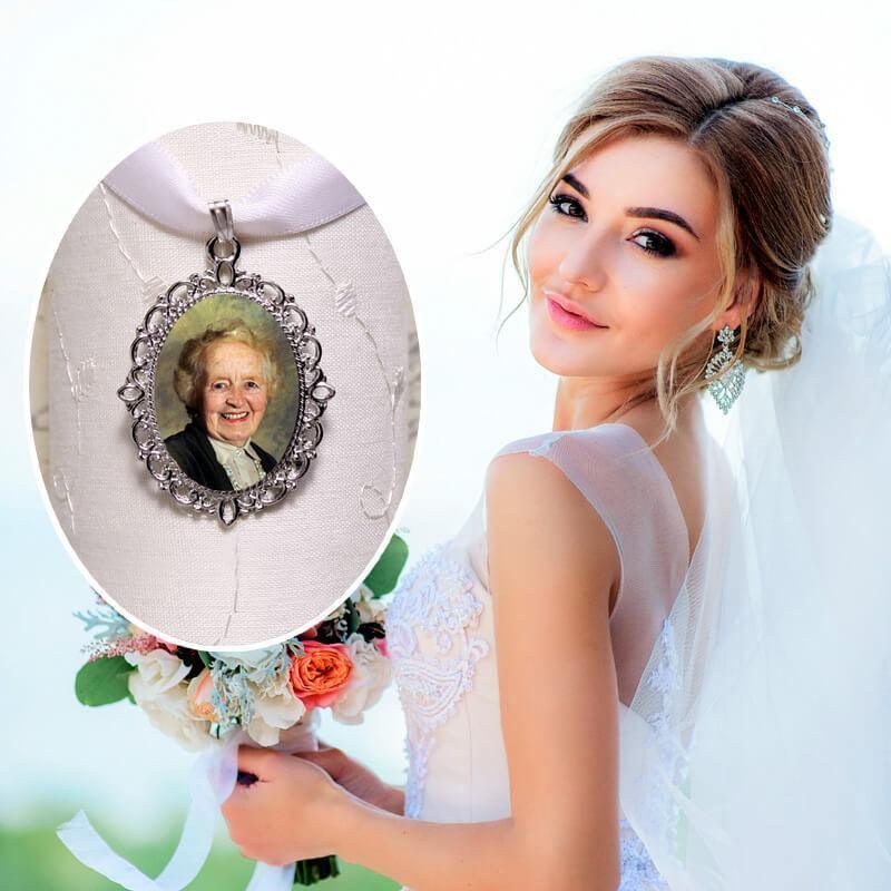 Customizable Wedding Bouquet Charms with Picture Locket Insert.
