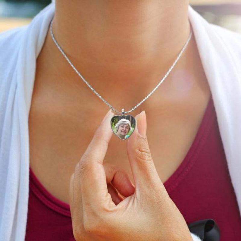 Photo locket necklace on a chain.