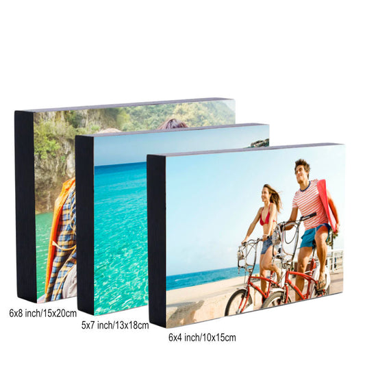 Photo block, a photo flush mounted on wood.