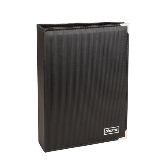 Slip in photo album for 5x7/13x18 size photos. Simple but elegant photo album with silver tips on the edges.