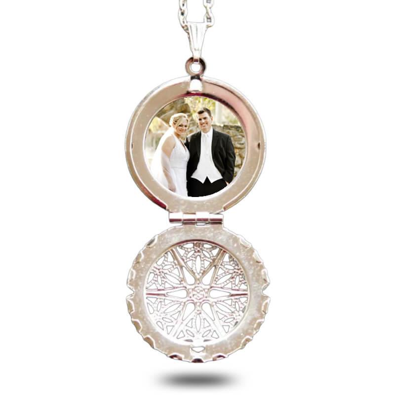 Silver locket necklace with picture inside to preserve your memories, Irish made.