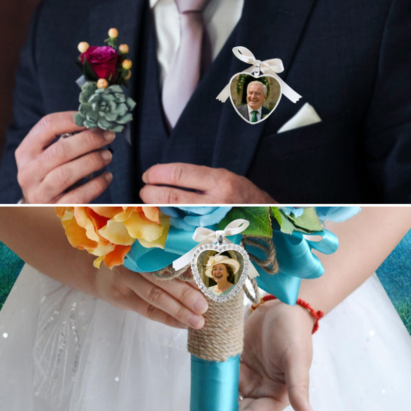A his & her wedding memorial charm and pin. When you want to remember someone special n your big day.