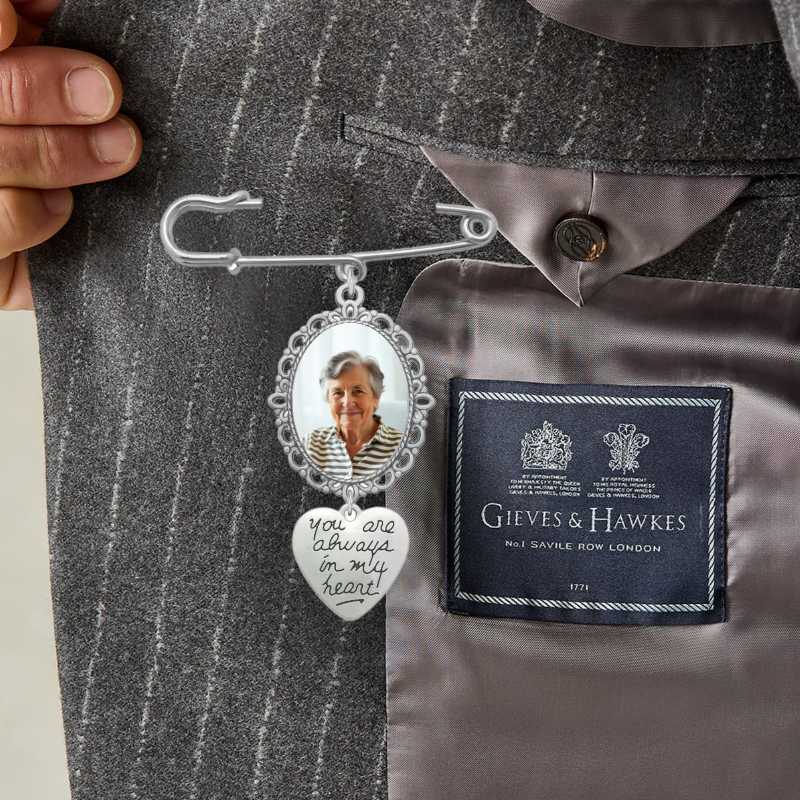  Wedding memorial brooch pin worn inside groom's jacket lapel