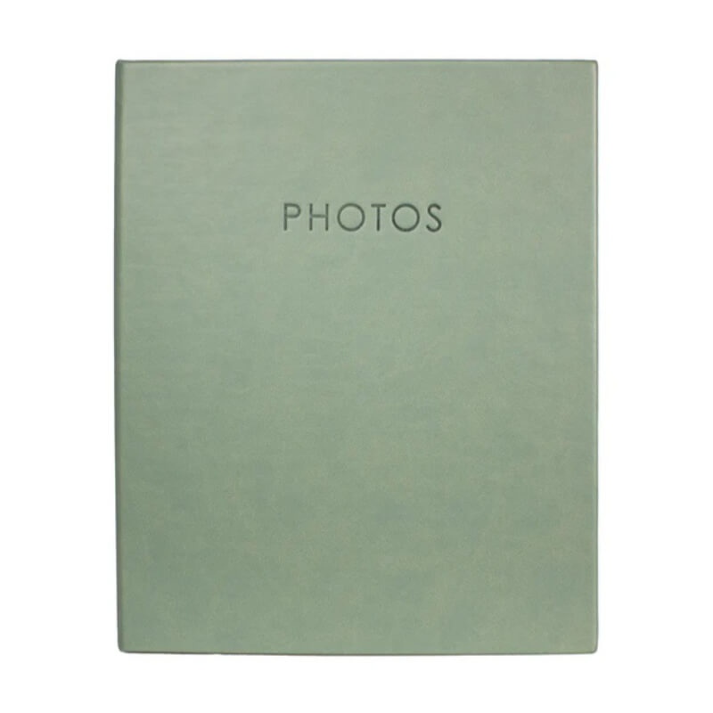 Green photo album with 'PHOTOS' text on a white background. Photo albums in Dublin, Cork, Galway, Ireland.