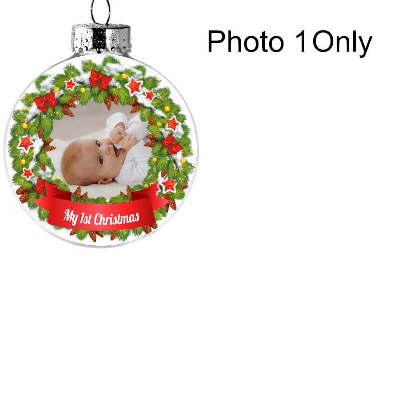 Customizable Baby's First Christmas Bauble. Personalize it to celebrate your little one's first Christmas.