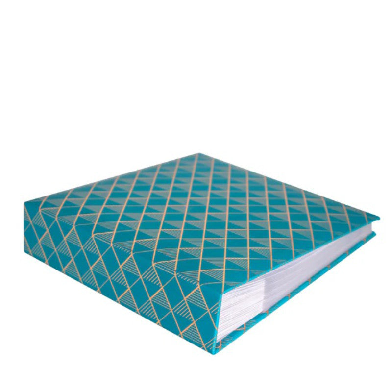 The teal coloure dGrafton photo album, with memo and slip in pages.