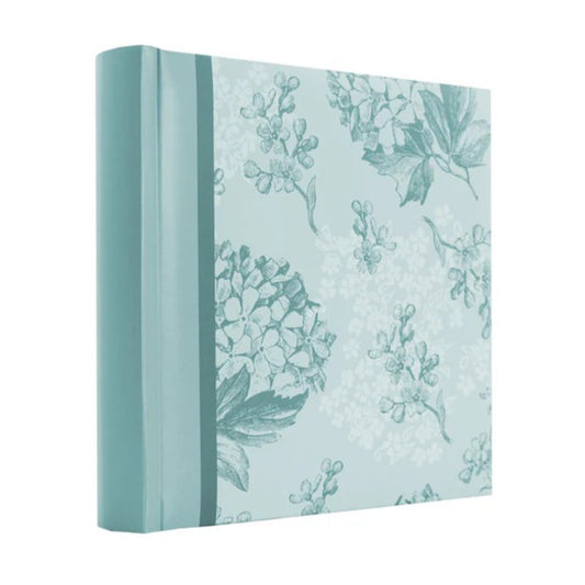 Floral patterned photo album with a light blue color scheme on a white, available for fast delivery in Irelandbackground