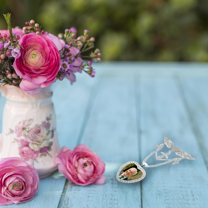 wedding bouquet memorial rhinestone brooch and heart from photome.ie with fast delivery in Ireland.