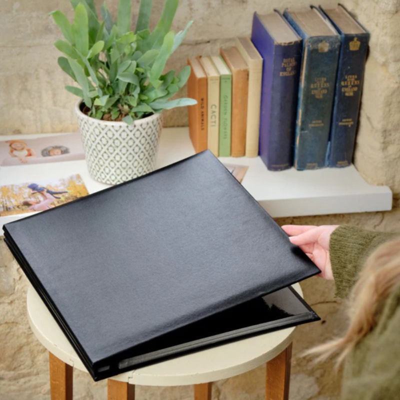Black front cover of Savoy self adhesive photo album
