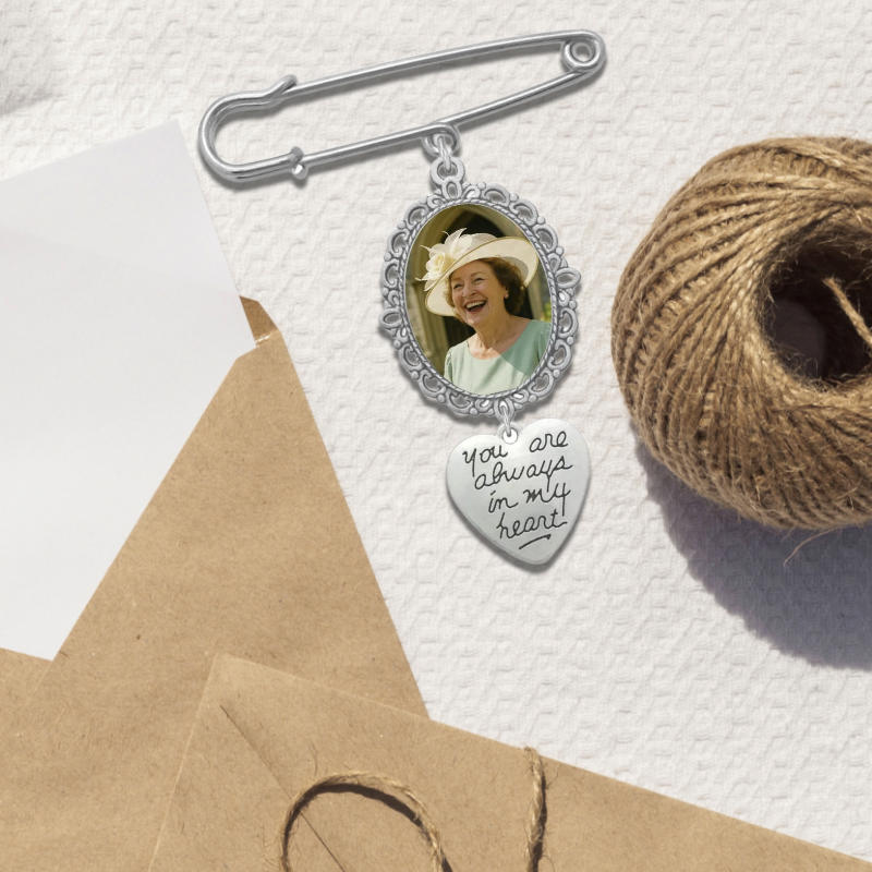  Personalised wedding memorial brooch pin for bride or groom. handmade and fast delivery in Ireland.