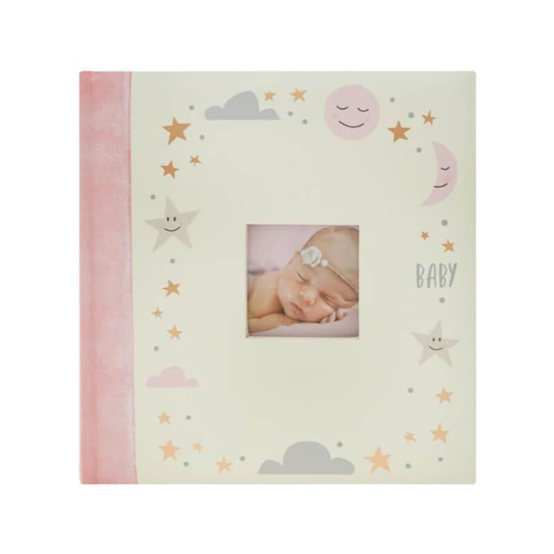 A pink baby girl photo album book. Irish delivery is very fast.